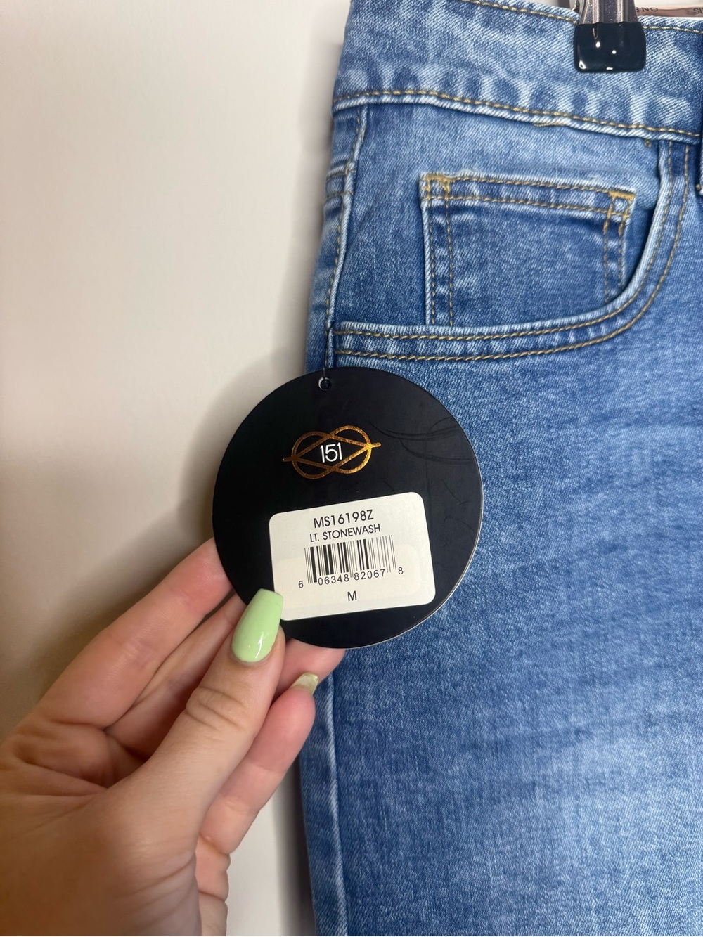 Front Button Blue Denim Pencil Skirt - Picture 4 of 8